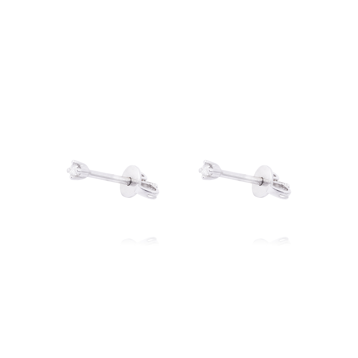 Aros de Oro Blanco 18kt Punto de Luz Grifa con Diamante 4Pts 1