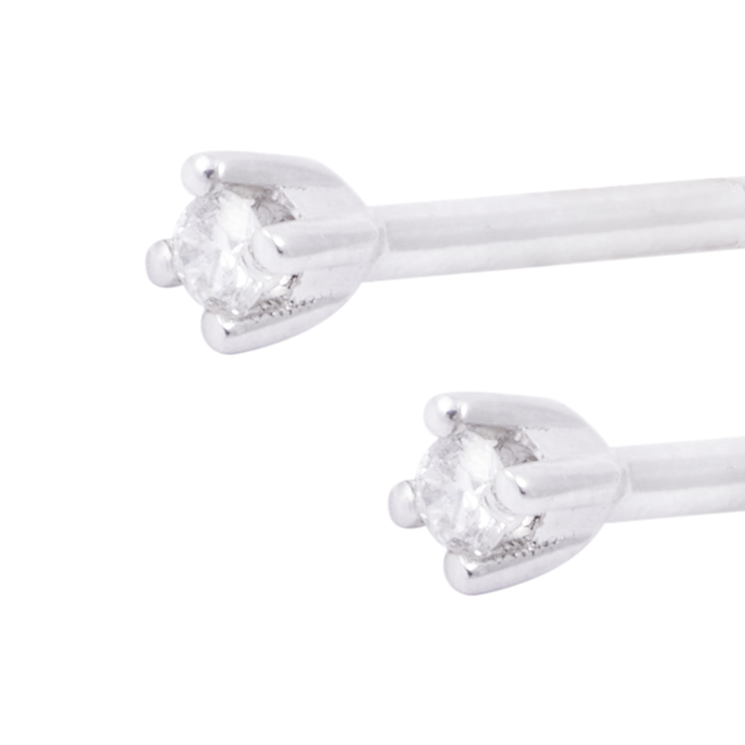 Aros de Oro Blanco 18kt Punto de Luz Grifa con Diamante 4Pts 2