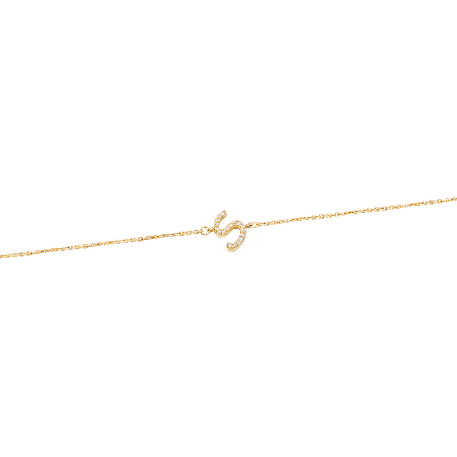 Pulsera de Oro Amarillo 18kt Letras S con Diamantes 7Pts 3