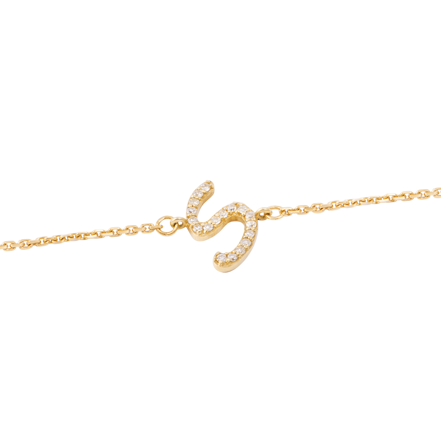 Pulsera de Oro Amarillo 18kt Letras S con Diamantes 7Pts 2
