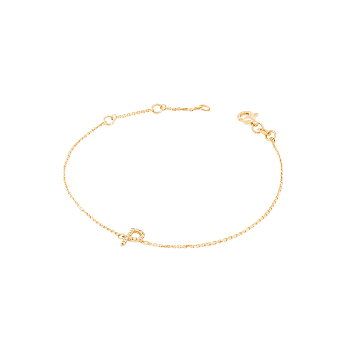 Pulsera de Oro Amarillo 18kt Letras P con Diamantes 5Pts 1