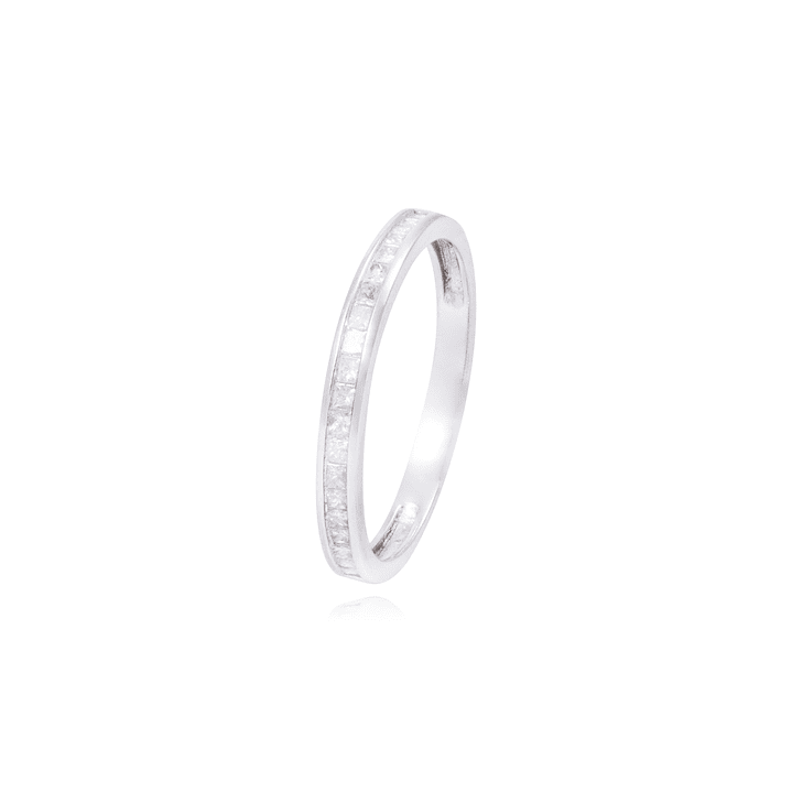 Anillo Compromiso Oro Blanco 18kt Riel 10 Pts 1