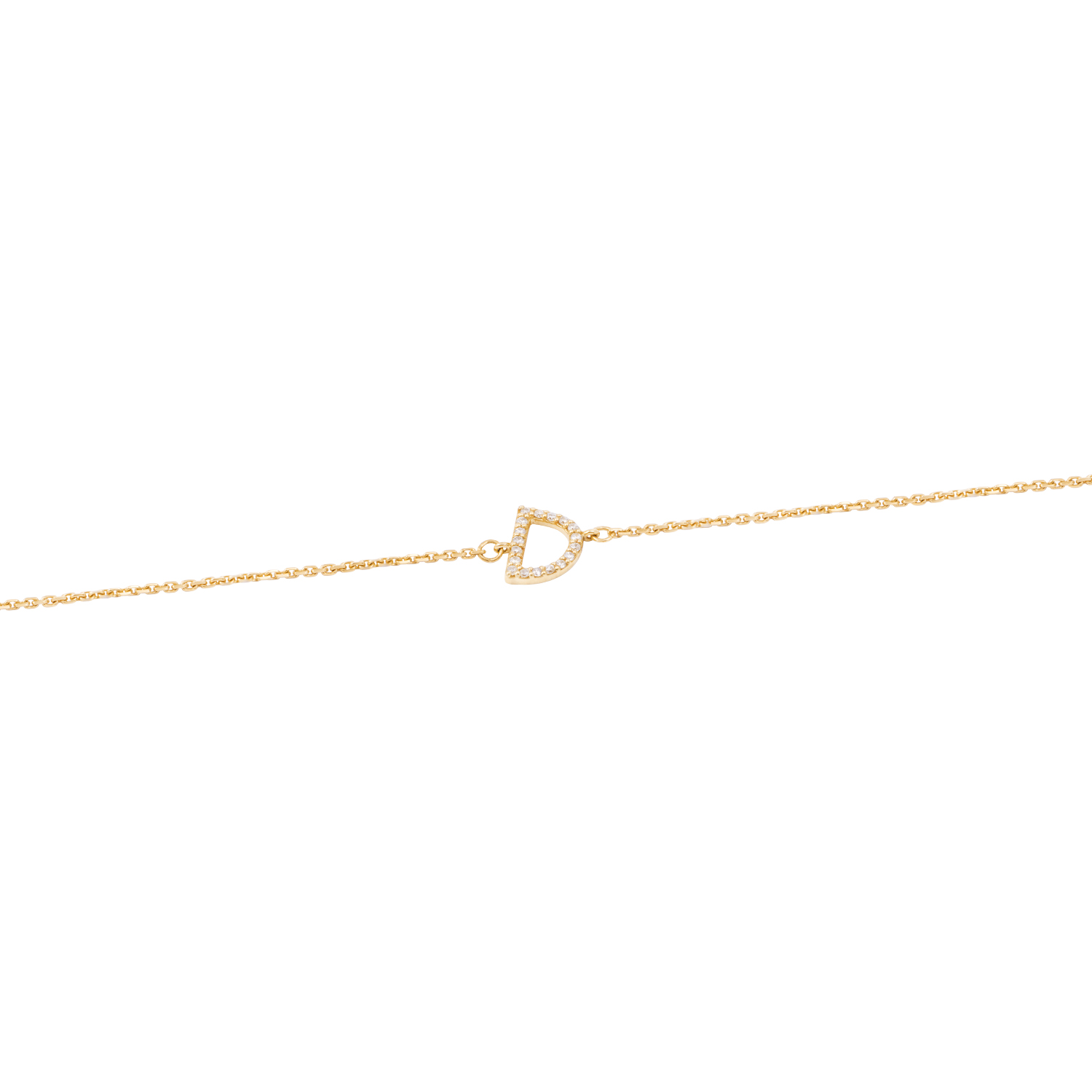 Pulsera de Oro Amarillo 18kt Letras D con Diamantes 7Pts 3