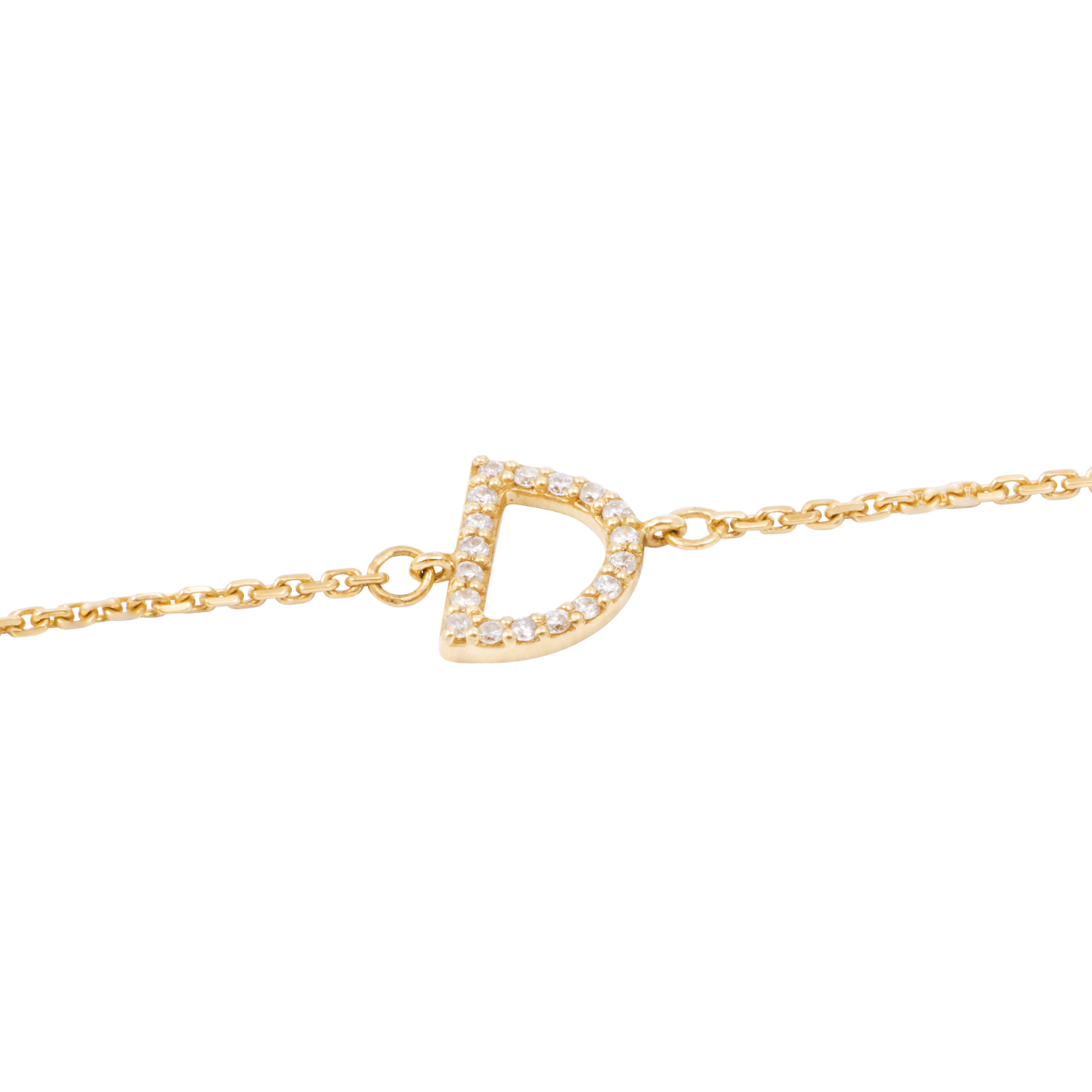 Pulsera de Oro Amarillo 18kt Letras D con Diamantes 7Pts 2