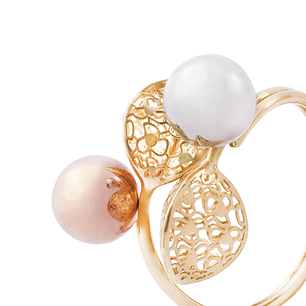 Anillo Oro Tricolor 18kt Hojas Caladas