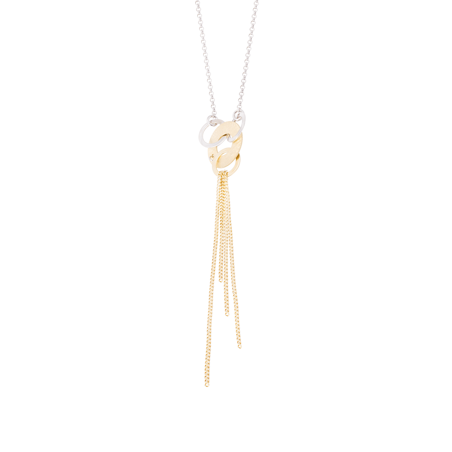 Collar de Plata Esterlina 925 Argollas Bicolor Revestido en Oro 18kt 2