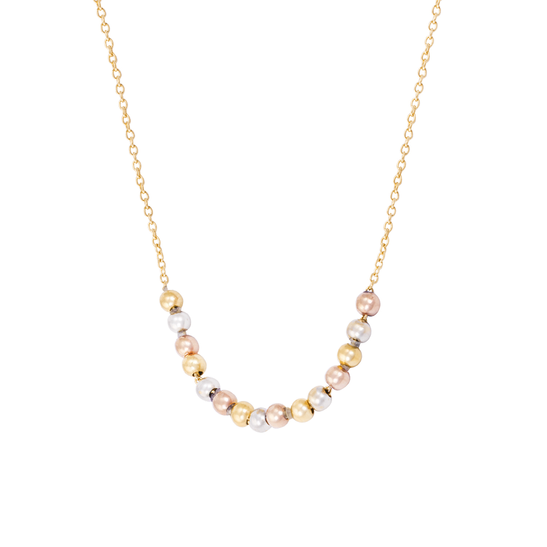 Collar de Oro Amarillo 18kt Tricolor con Esferas Centricas 2