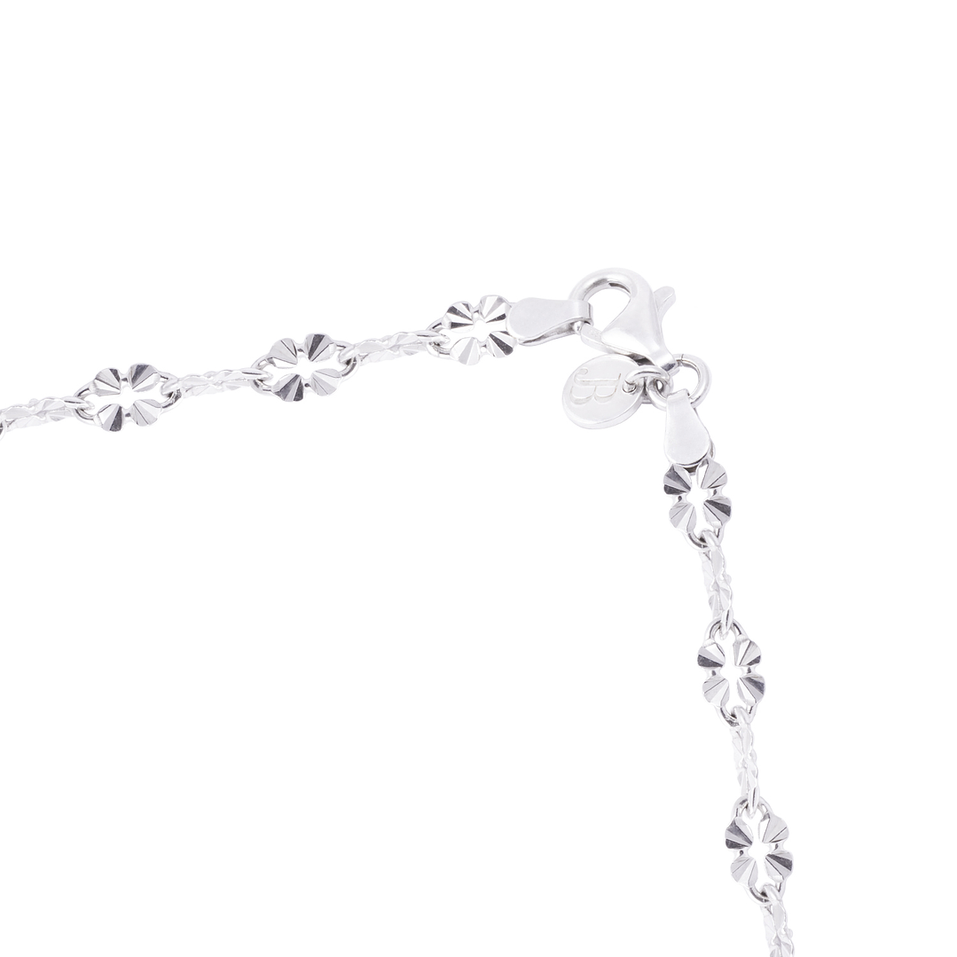 Collar de Plata Esterlina 925 Flor Cuatro Petalos 3