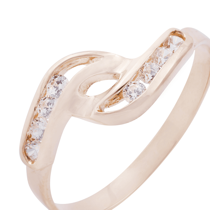 Anillo Oro Miel 18kt Doble Circonita 2