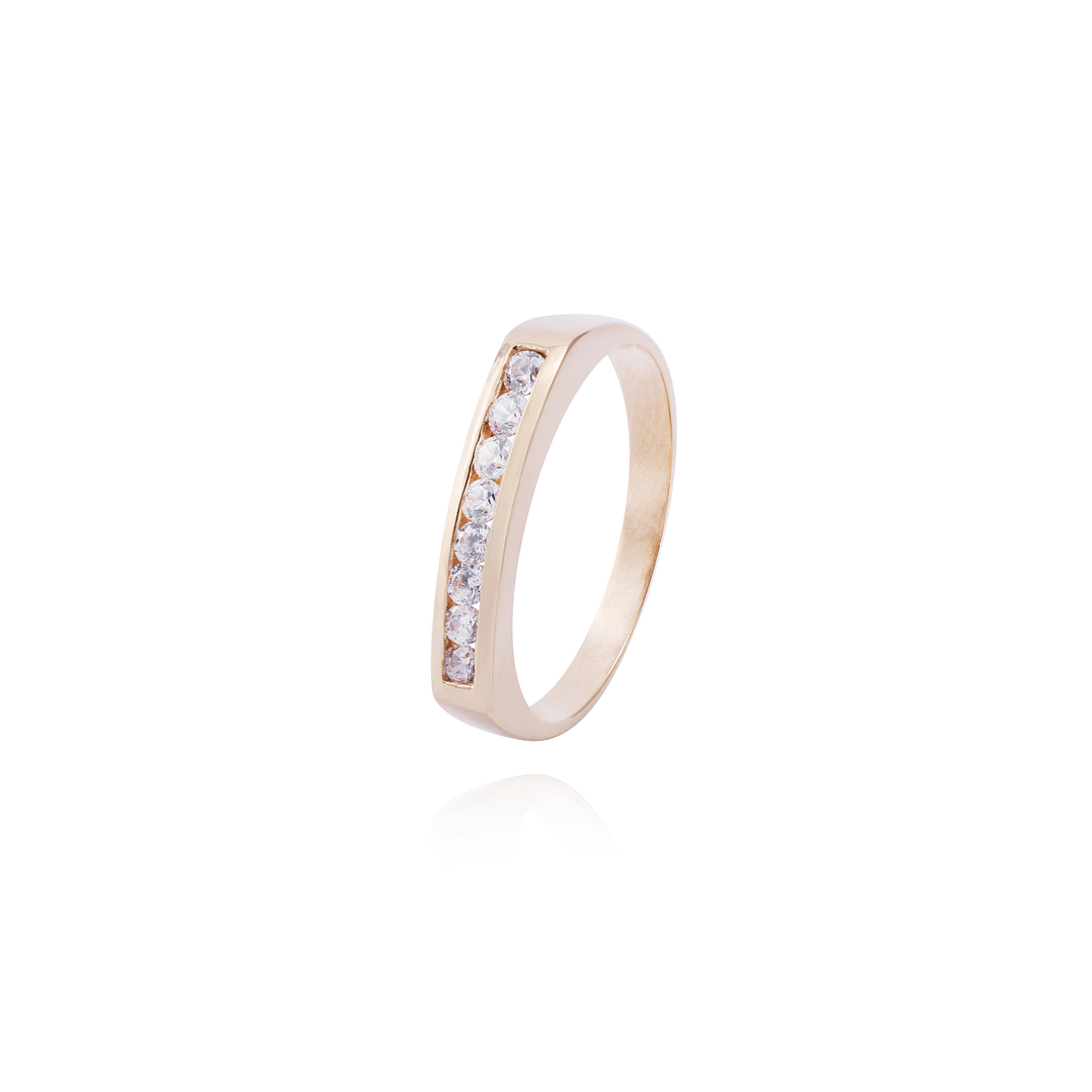 Anillo Oro Miel 18kt Circonitas Riel 1
