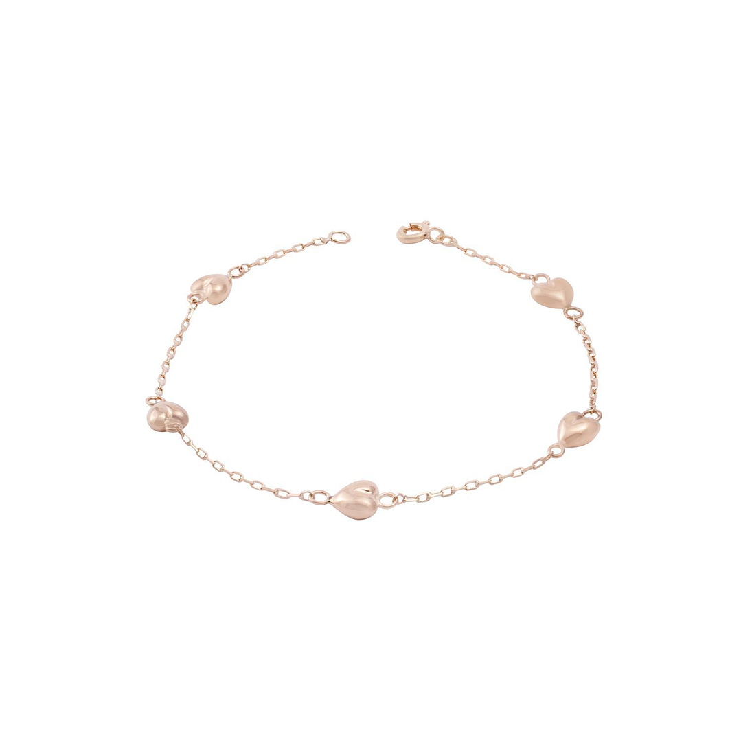 Pulsera Oro Miel 18kt Corazones 1