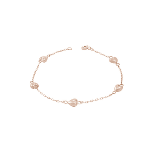 Pulsera Oro Miel 18kt Corazones