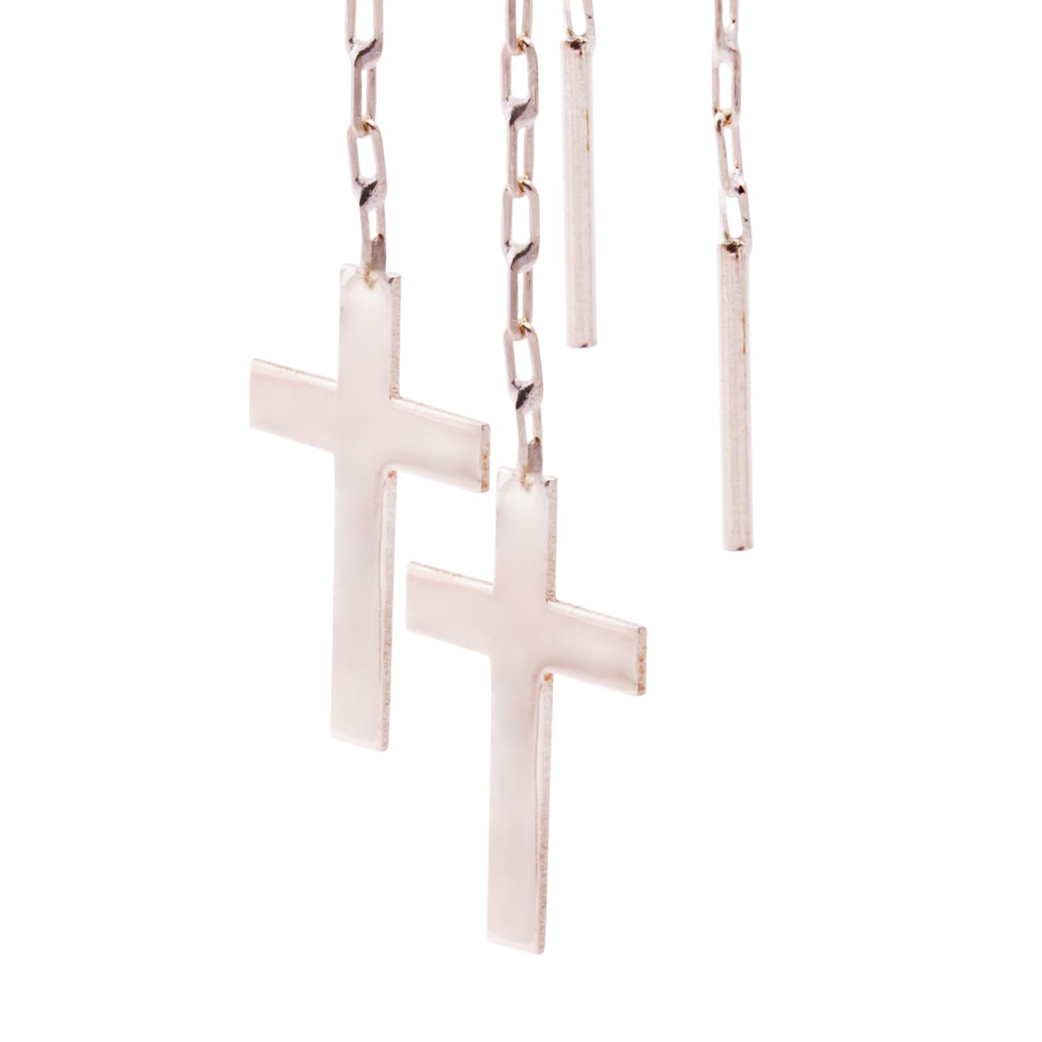 Aros Oro Miel de 18kt  Cadena Cruz 2