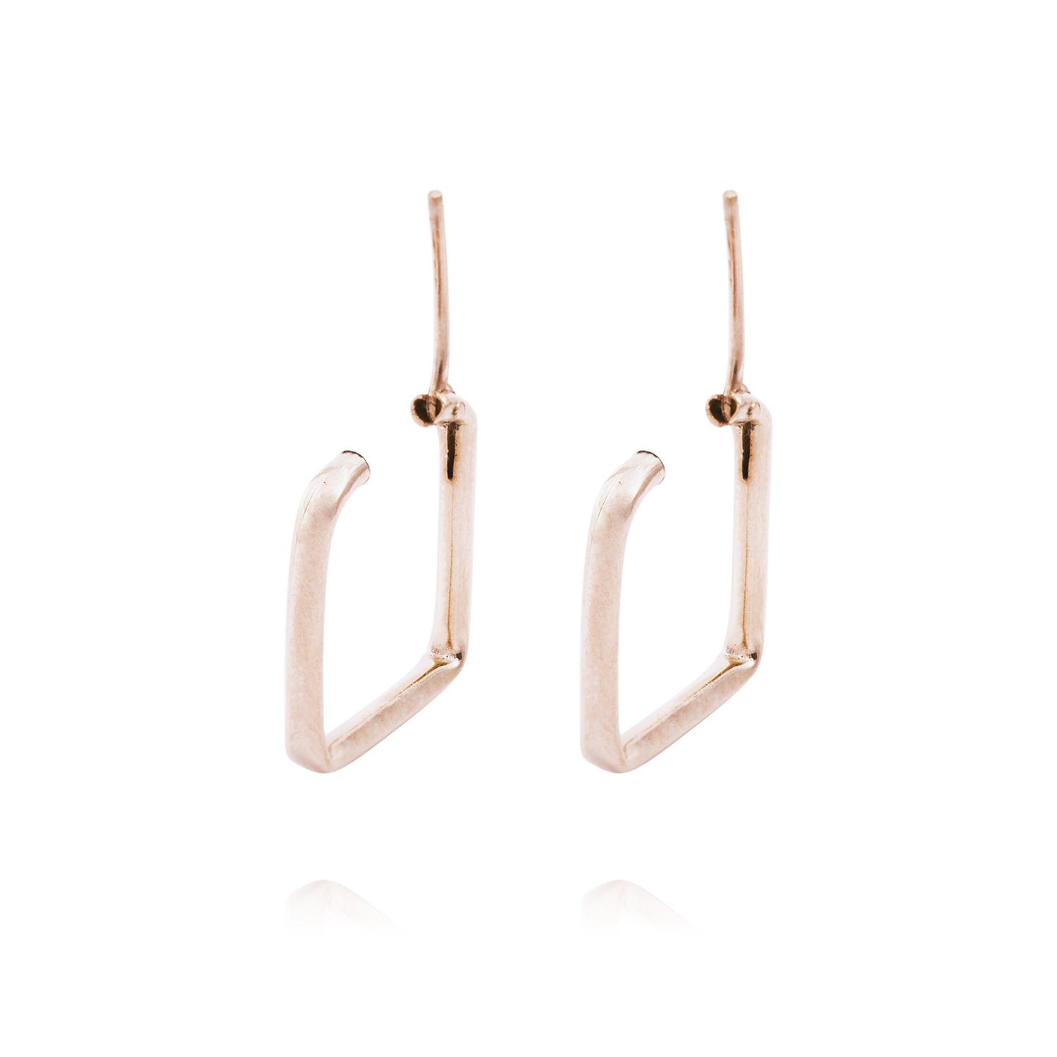 Aros Oro Miel de 18kt Cuadrado Pequeño 3