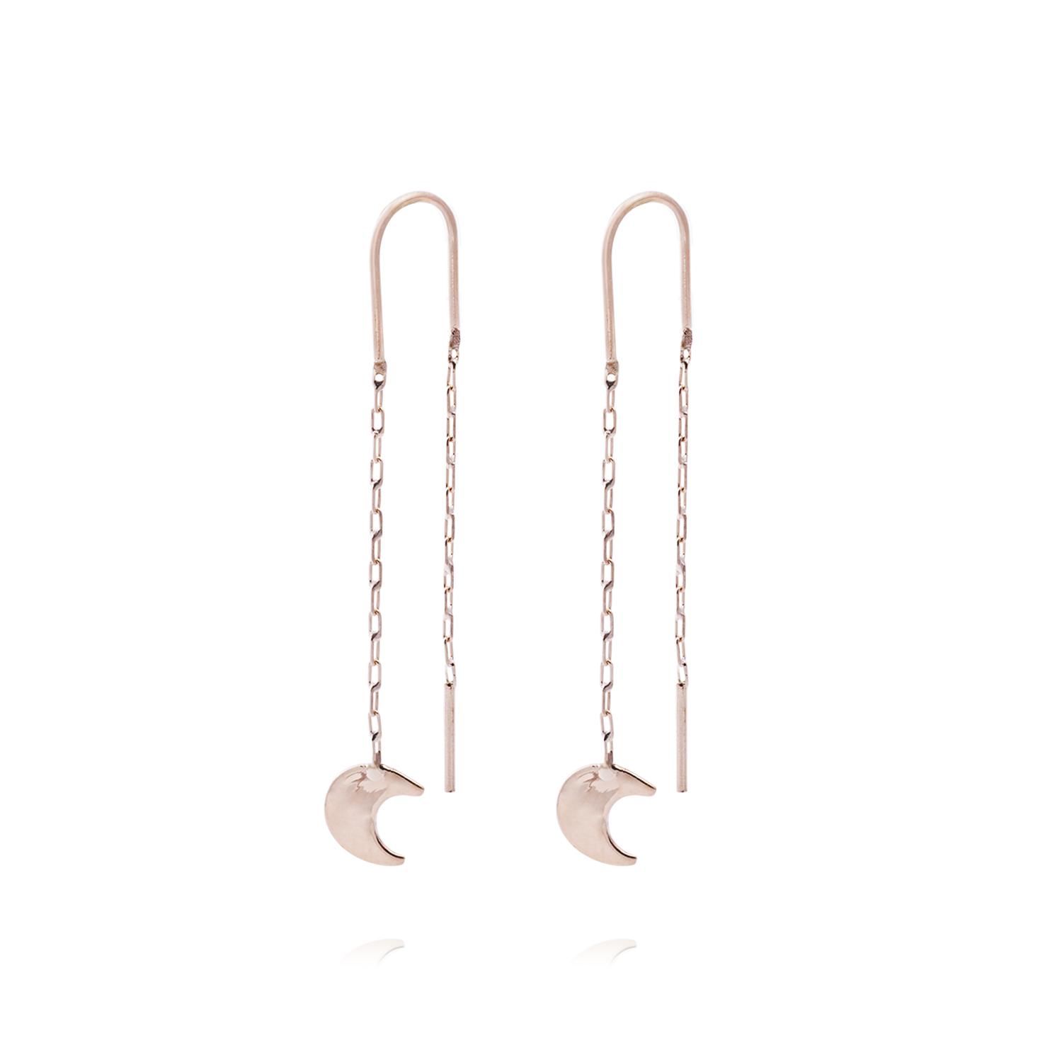 Aros Oro Miel de 18kt  Cadena Luna 1