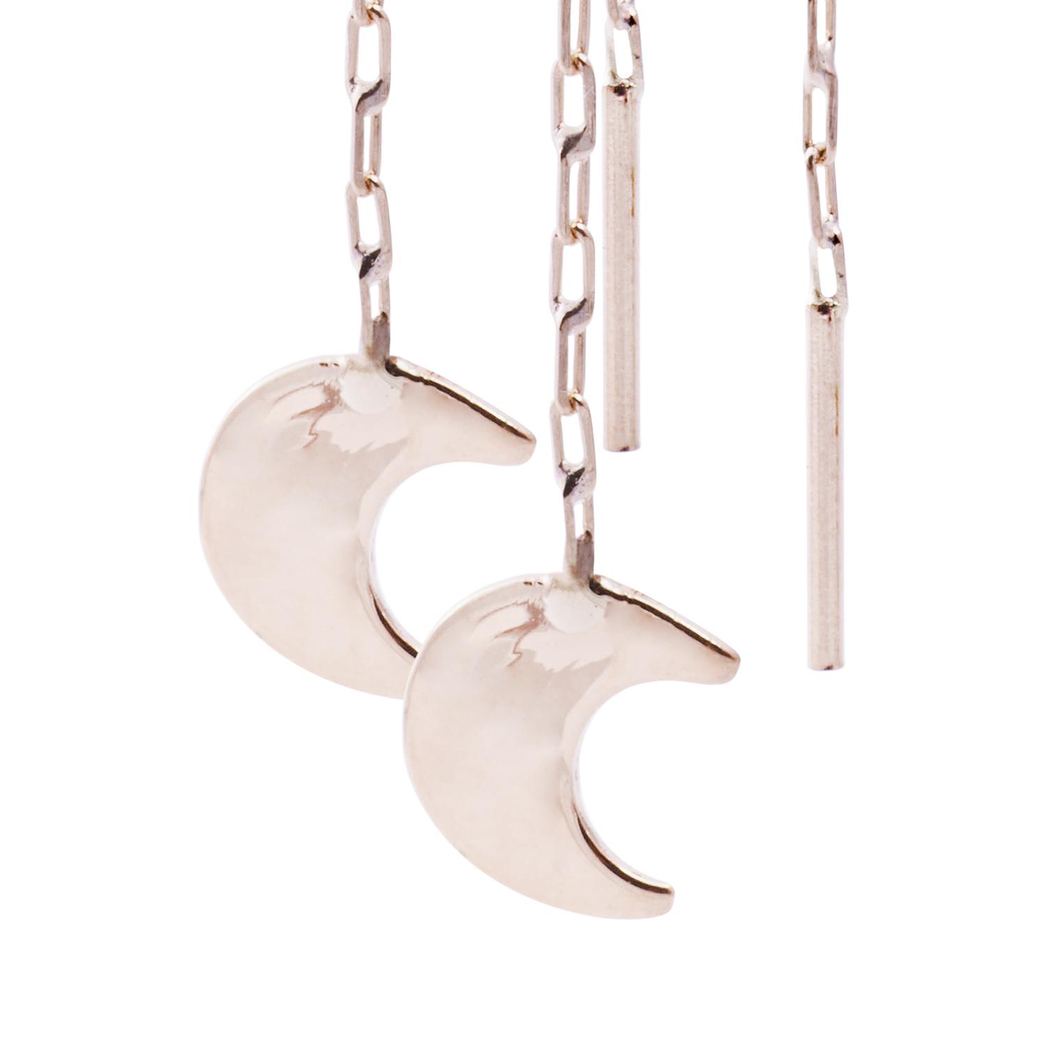 Aros Oro Miel de 18kt  Cadena Luna 2