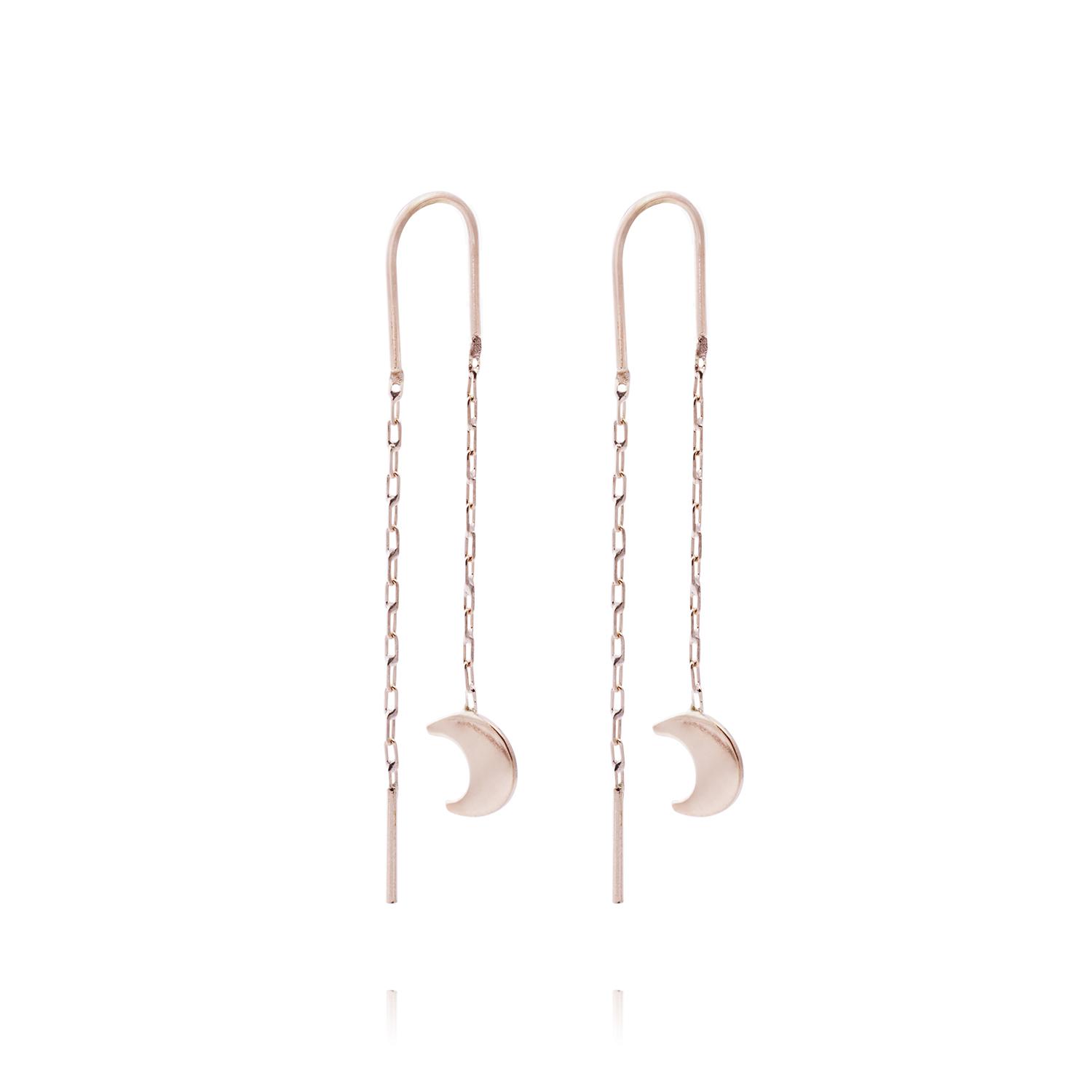 Aros Oro Miel de 18kt  Cadena Luna 3