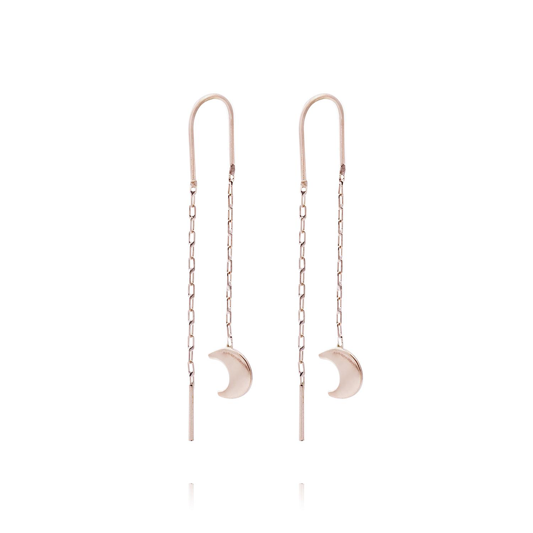 Aros Oro Miel de 18kt  Cadena Luna 3