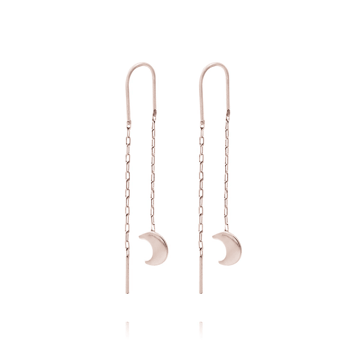 Aros Oro Miel de 18kt  Cadena Luna 3