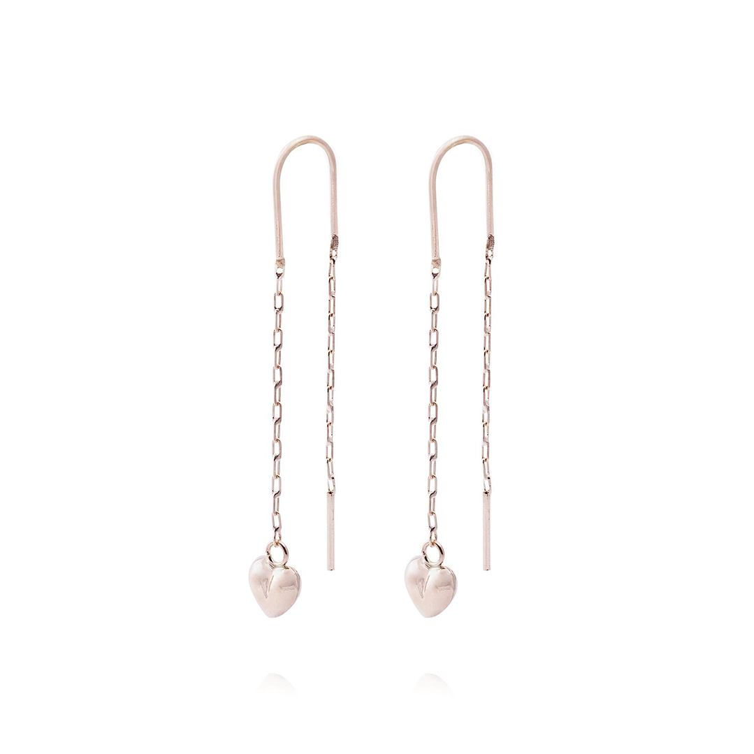 Aros Oro Miel de 18kt  Cadena Corazón 1