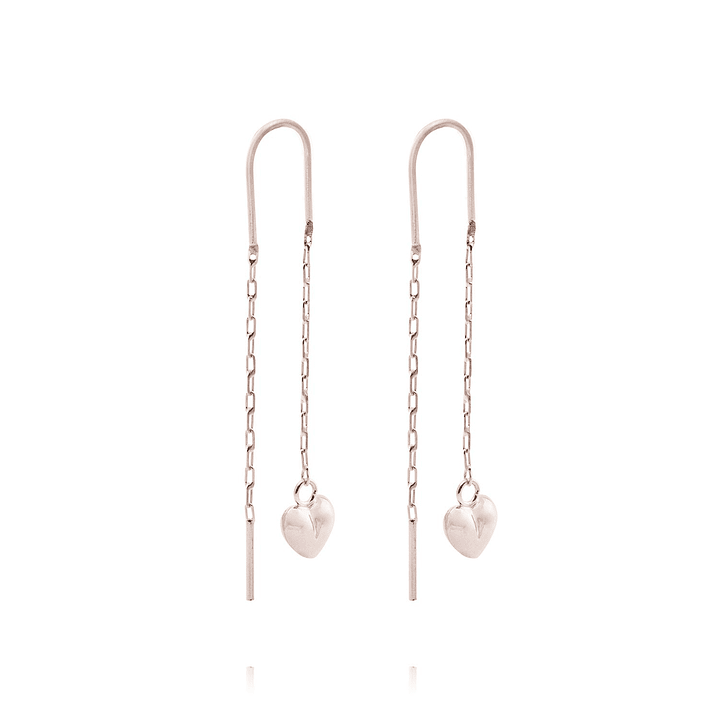 Aros Oro Miel de 18kt  Cadena Corazón 3