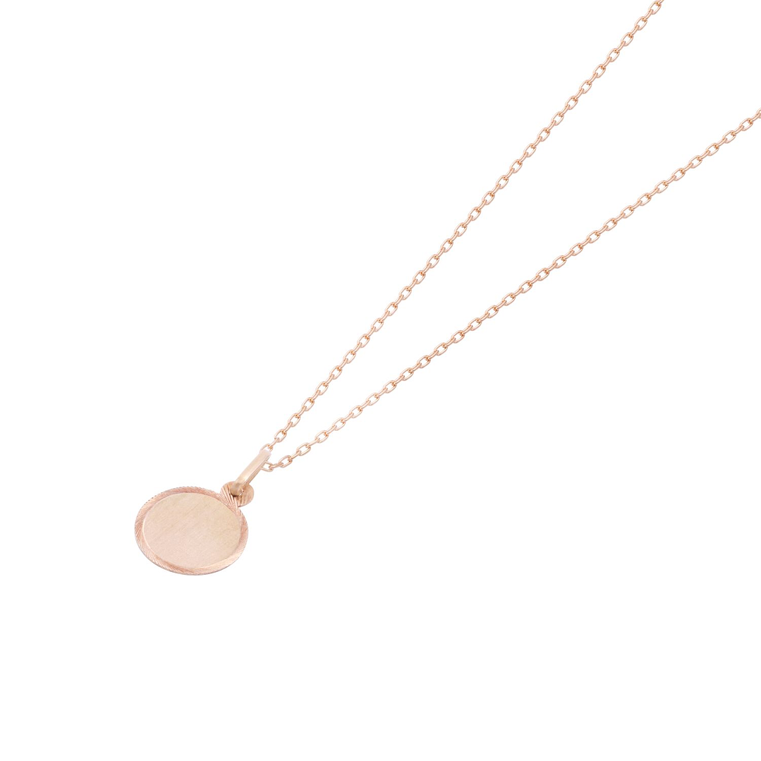 Colgante Oro Miel 18kt Disco Labrado 14mm 3