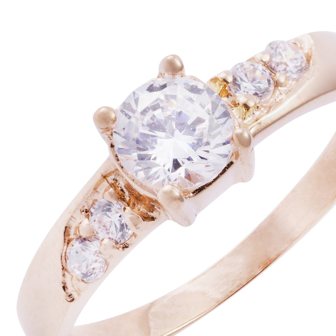 Anillo Oro Miel 18kt Solitario Circón 2