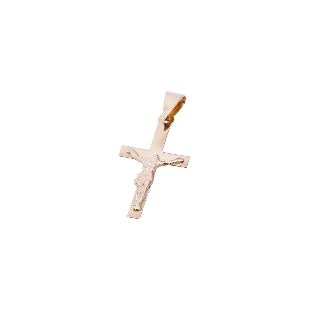 Colgante Oro Miel 18kt Cruz Cristo 17x30mm 1