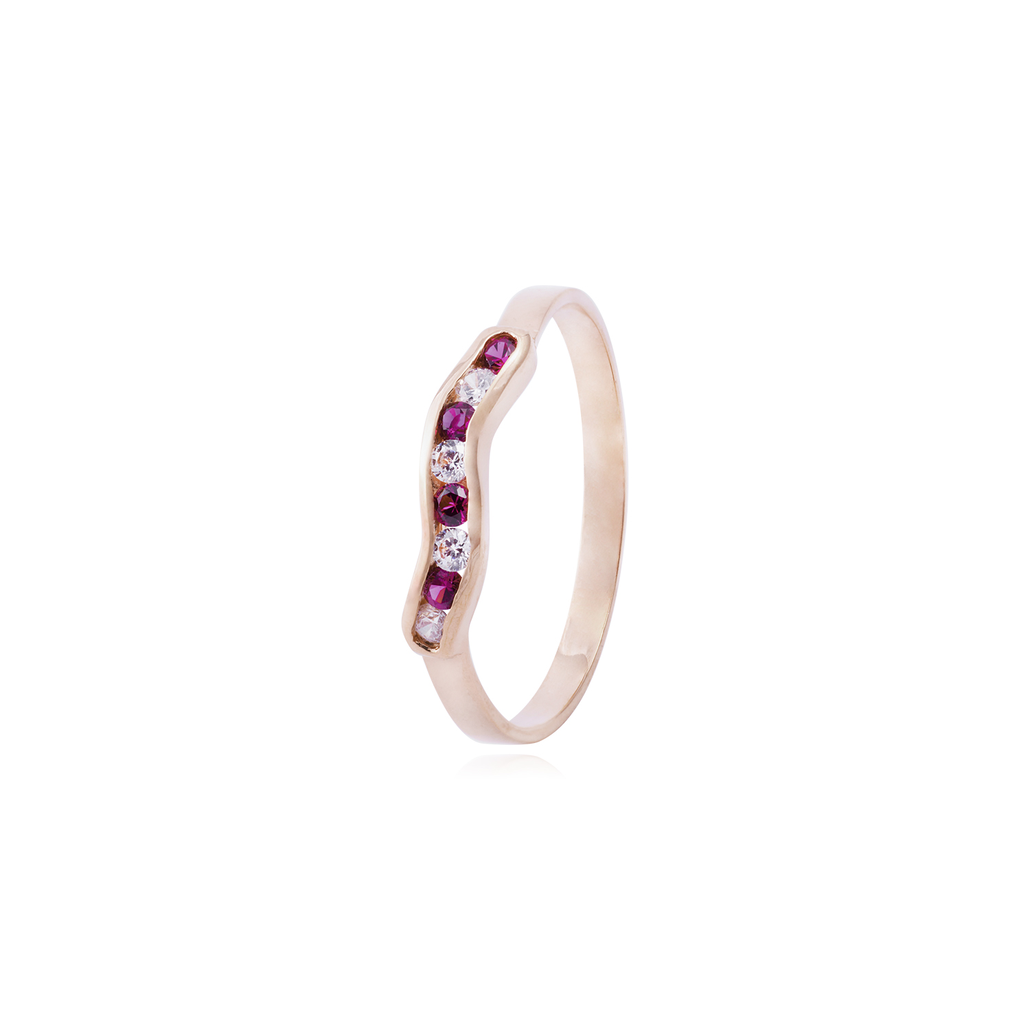 Anillo Oro Miel 18kt Asimétrico Rubí 1