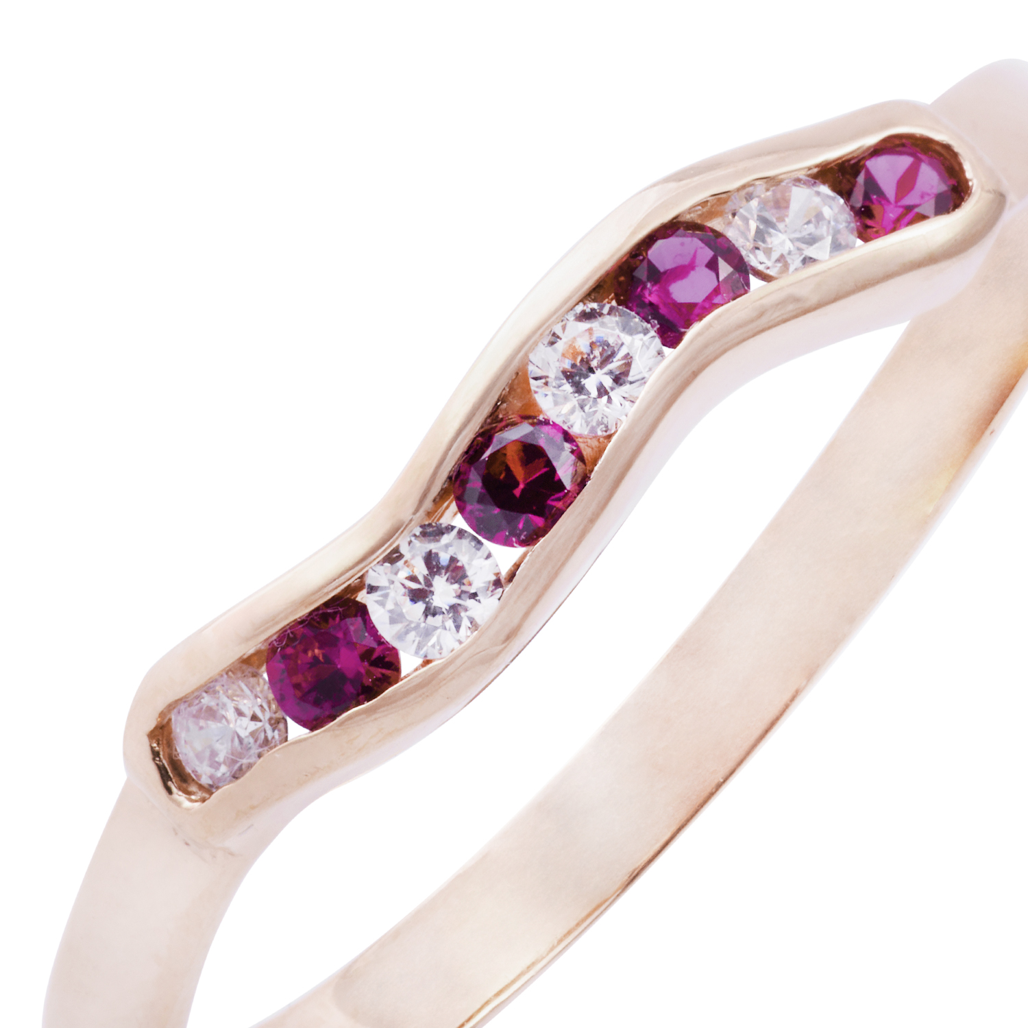 Anillo Oro Miel 18kt Asimétrico Rubí 2