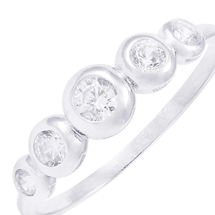 Anillo Oro Blanco 18kt de Compromiso Abierto con Circon