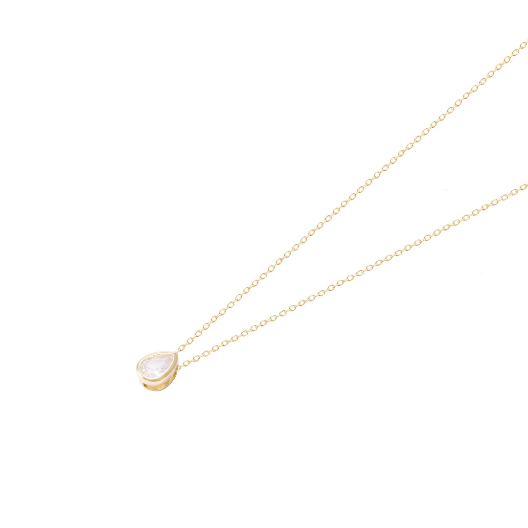 Collar de Plata Esterlina 925 Gota de Agua Con Circon Revestido en Oro 18kt 1