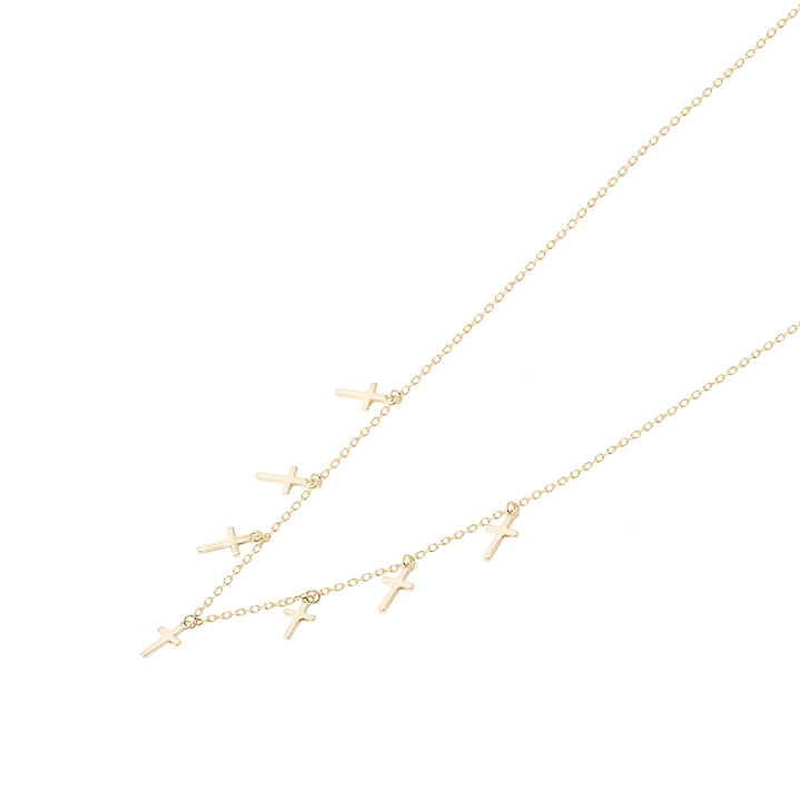 Collar de Plata Esterlina 925 Choker Cruces Colgantes Revestido en 18Kt 1