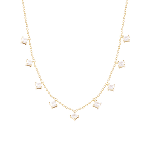 Collar de Plata Esterlina 925 Choker 9 Circones Colgantes Revestido en 18Kt