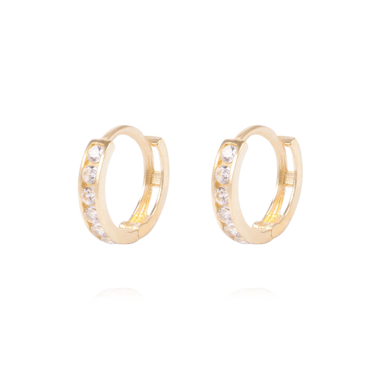 Aros de Oro 18Kt Argolla Pequeñas Circon 1