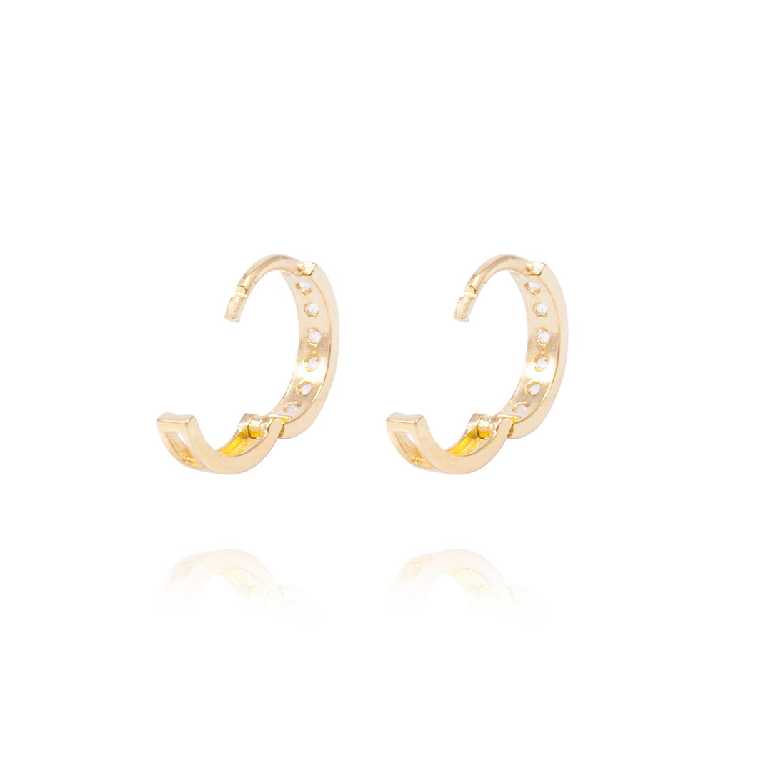 Aros de Oro 18Kt Argolla Pequeñas Circon 3