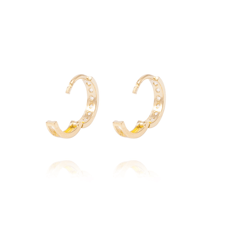 Aros de Oro 18Kt Argolla Pequeñas Circon 3