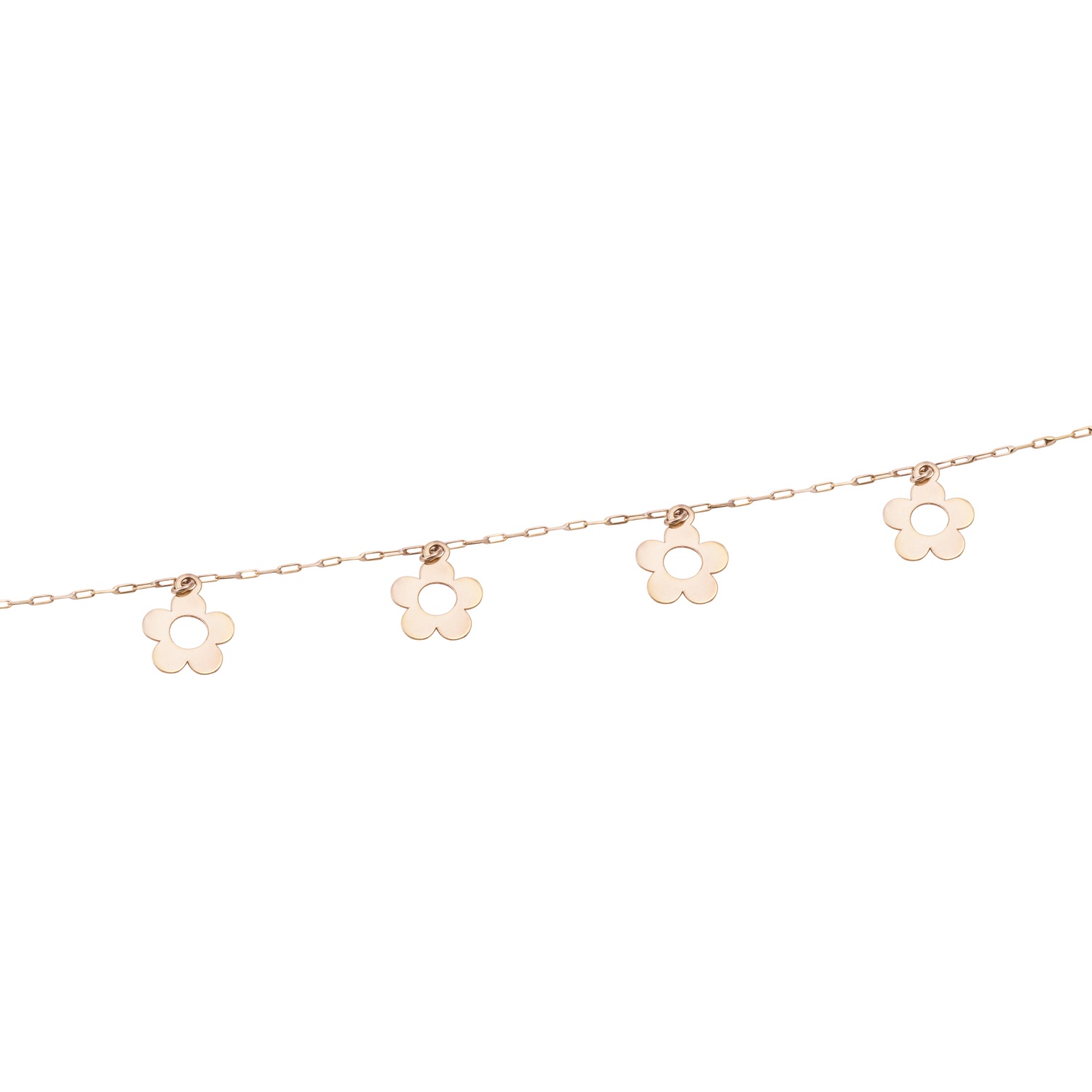 Pulsera en Oro Miel 18kt Margaritas Colgantes 3