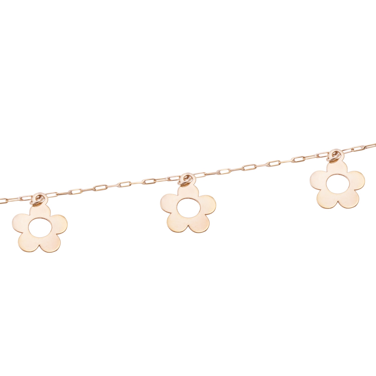 Pulsera en Oro Miel 18kt Margaritas Colgantes 2