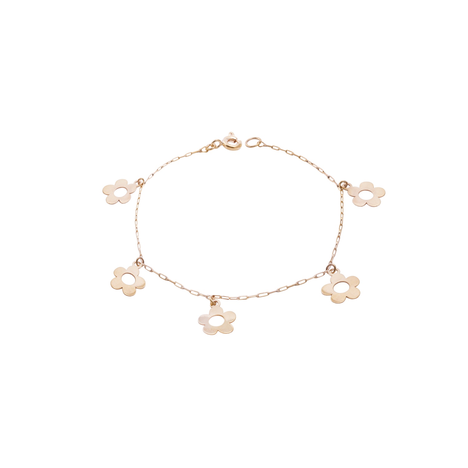 Pulsera en Oro Miel 18kt Margaritas Colgantes 1