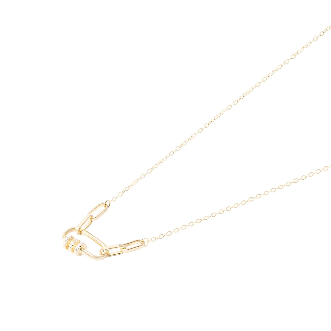 Collar Revestido de Oro 18kt Rectángulo y Círculos Circonita 1