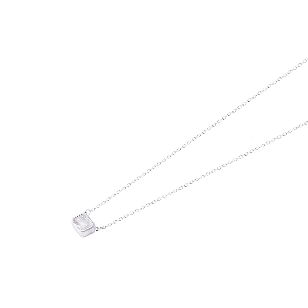 Collar de Plata Esterlina 925 Rectángulo Circón 1