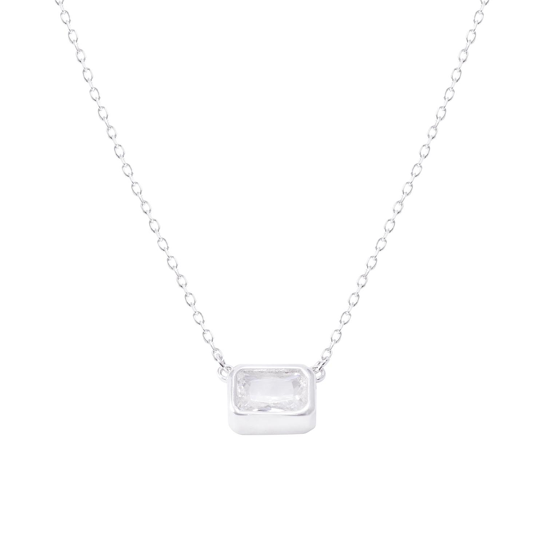 Collar de Plata Esterlina 925 Rectángulo Circón 2