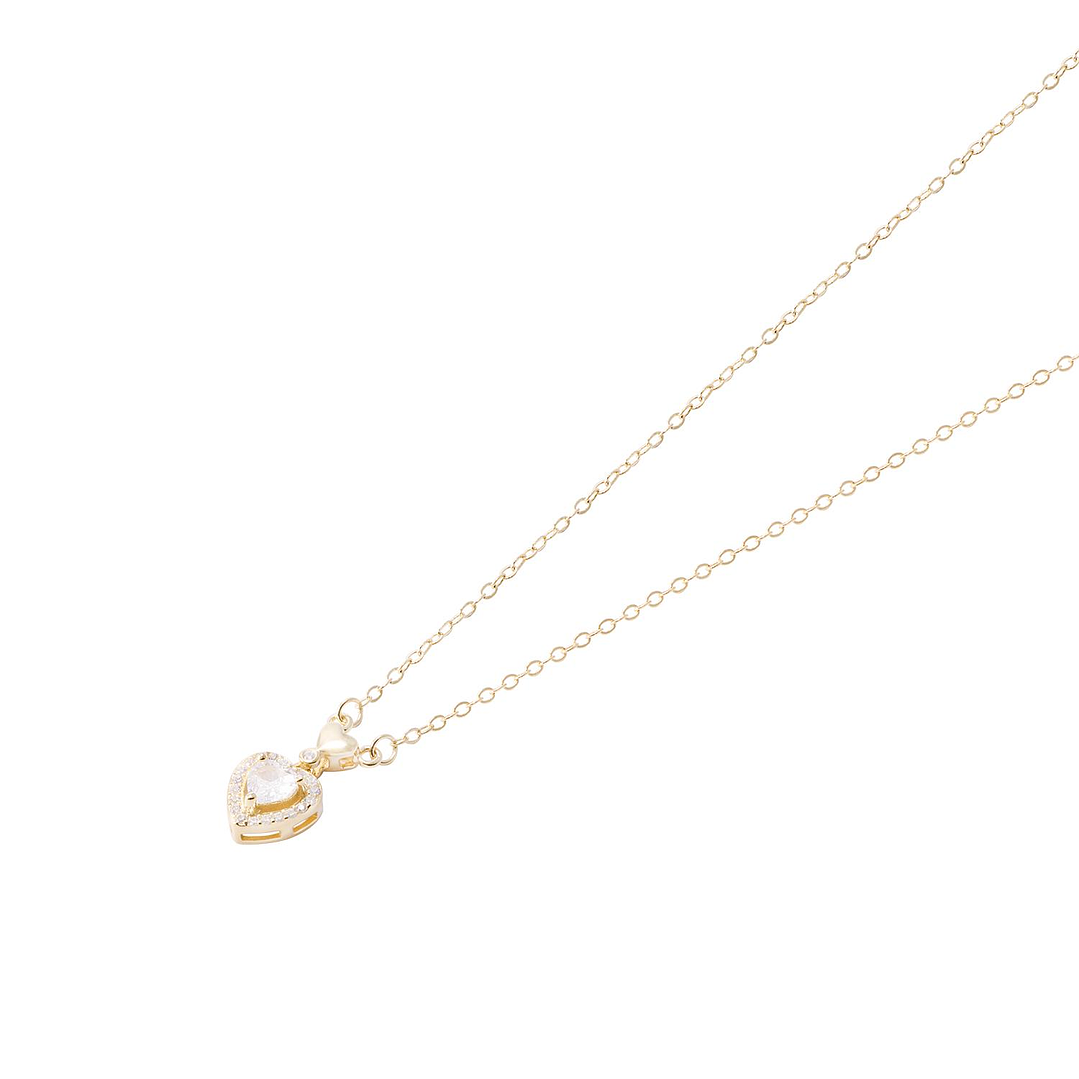 Collar de Plata Esterlina 925 Corazon con Circon Revestido en Oro 18kt 1
