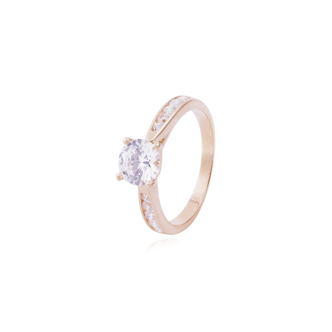 Anillo en Oro Miel 18kt Destello en Circón 1