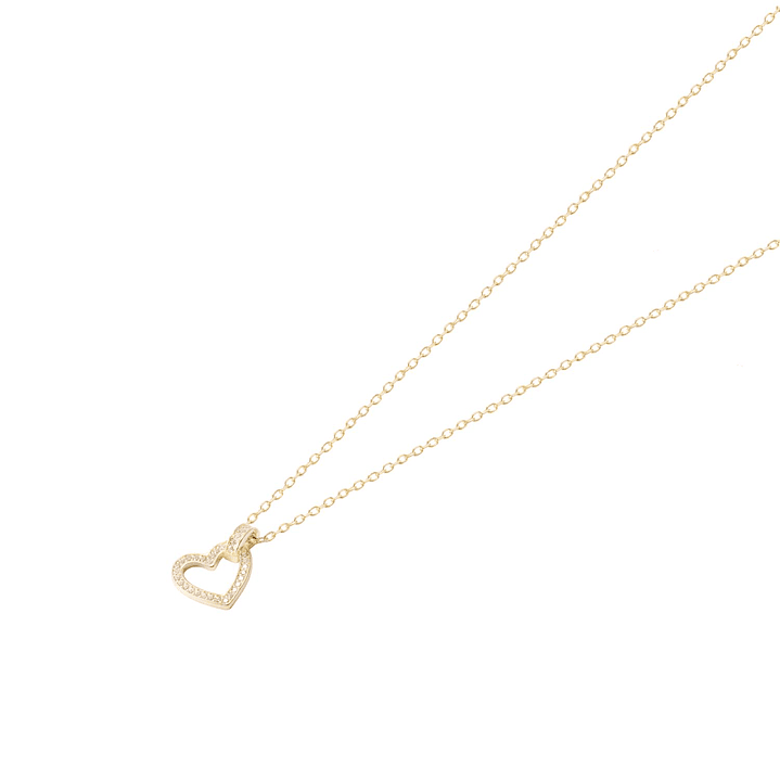 Collar de Plata Esterlina 925 Corazón Brillante con Circón Revestido en Oro 18Kt 1