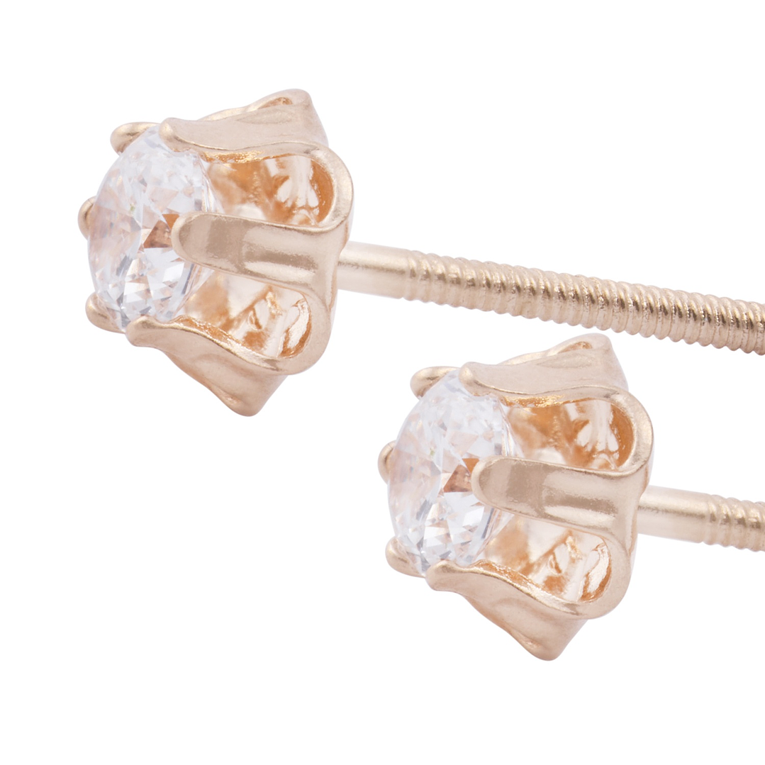 Aros en Oro Miel 18kt Circón 4mm 2