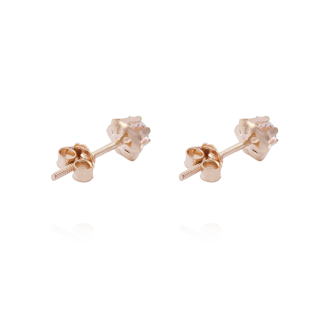 Aros en Oro Miel 18kt Circón 4mm 3