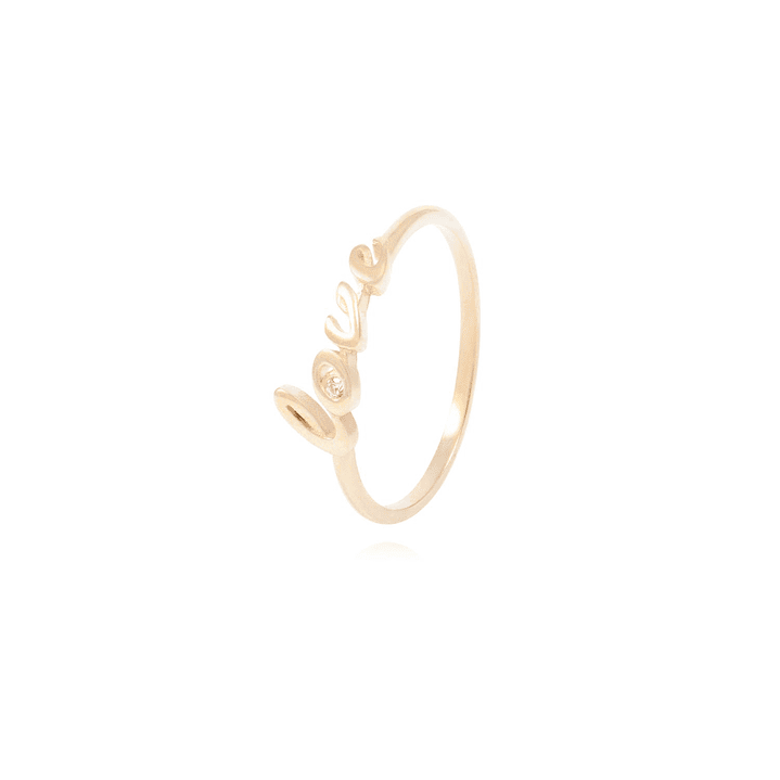 Anillo de Oro 18Kt Modelo Love Con Circon 1