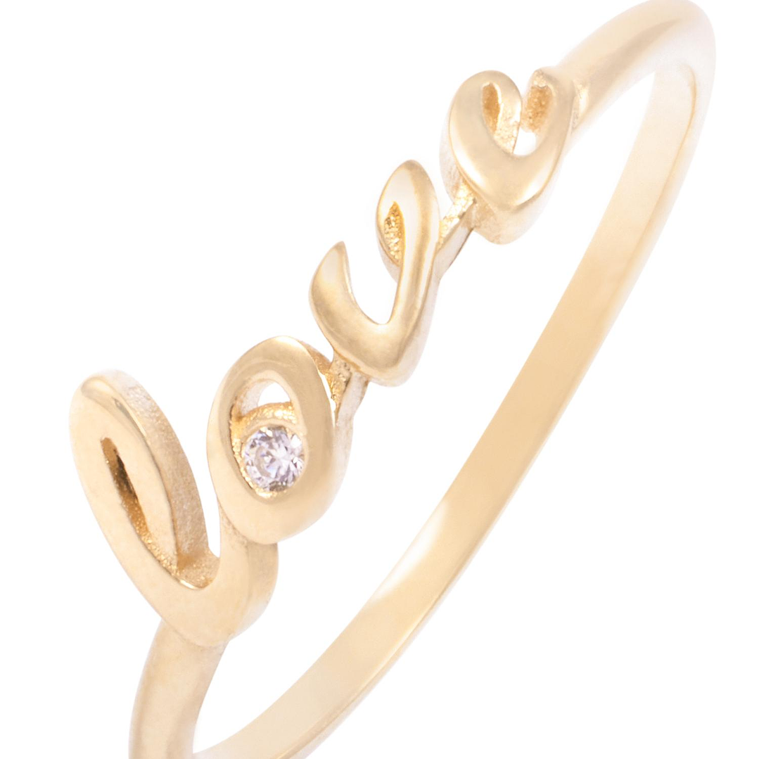 Anillo de Oro 18Kt Modelo Love Con Circon 2
